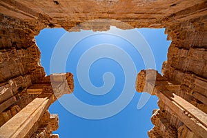 Temple of Bacchus. The ruins of the ancient city of Baalbek in Lebanon