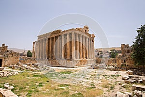 Temple of Bacchus. The ruins of the Roman city of Heliopolis or Baalbek in the Beqaa Valley. Baalbek, Lebanon