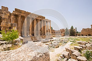 Temple of Bacchus. The ruins of the Roman city of Heliopolis or Baalbek in the Beqaa Valley. Baalbek, Lebanon