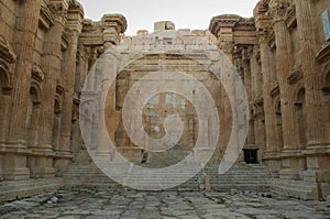 Temple of baco. Ruins of Baalbek. Ancient city of Phenicia located in the Beca valley in Lebanon. Acropolis with Roman remains photo