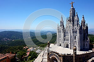 Temple of the Blazing Heart on the hill of Tibidabo in Barcelona