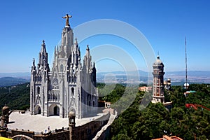 Temple of the Blazing Heart on the hill of Tibidabo in Barcelona