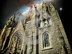 Temple Cathedral and the Cigar Galaxy (Elements of this image fu