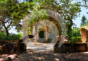 Temple of the Columns in the Park of Pena. Sintra. Portugal