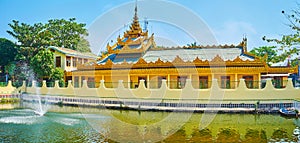 The temple with complex roof, Yangon, Myanmar