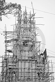 Temple construction black and white color style