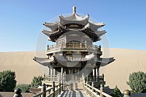 Temple in Crescent lake, Mingsha Shan