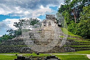 Temple of the Cross at mayan ruins of Palenque - Chiapas, Mexico