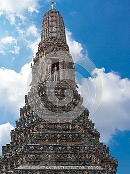 The Temple of Dawn Wat Arun and blue sky in Bangkok, Thailand