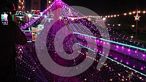 A temple is decorated for the birthday of lord Krishna