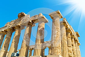 Temple E at Selinunte in Sicily is a greek temple of the doric