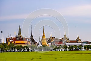 Temple of emerald Buddha,Wat Phra Keaw  in sunny day.