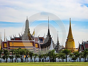 Temple of emerald Buddha,Wat Phra Keaw  in sunny day.