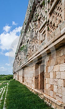 Temple Facade in Uxmal Yucatan Mexico