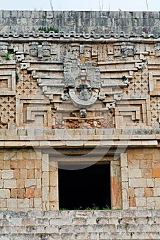 Temple Facade in Uxmal Yucatan Mexico