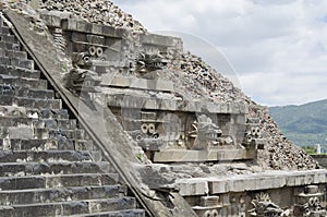 Temple of the Feathered Serpent, Quetzalcoatl, in Teotihuacan, Mexico