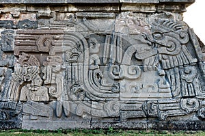 Temple of the Feathered Serpent in Xochicalco. Mexico.