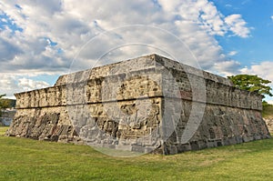 Temple of the Feathered Serpent in Xochicalco. Mexico.