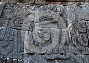 Temple of the Feathered Serpent in Xochicalco. Mexico.