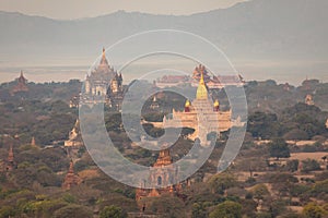 Temple field of Bagan at sunrise