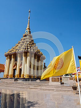 TEMPLE WITH FLAG IN THAILAND