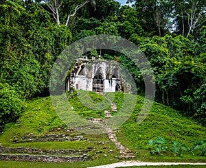 Temple of the Foliated Cross at mayan ruins of Palenque - Chiapas, Mexico