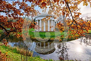 Temple of Friendship in autumn in Pavlovsky park, Pavlovsk, Saint Petersburg, Russia