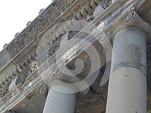 Temple Garni Armenia. Pagan temple. The upper part of the columns.