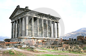 The Temple of Garni is Greco-Roman colonnaded building near Yerevan , Armenia