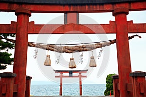 Temple Gate on the Lake Biwa