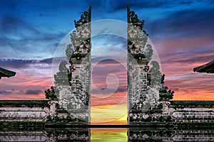 Temple gates at Lempuyang Luhur temple in Bali, Indonesia. photo