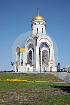 The temple of George the victorious on Poklonnaya hill, Moscow, Russia.