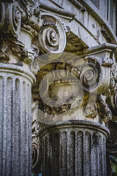 Temple, Greek-style columns, Corinthian capitals in a park