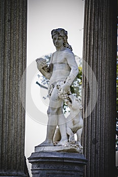 Temple, Greek-style columns, Corinthian capitals in a park