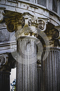 Temple, Greek-style columns, Corinthian capitals in a park