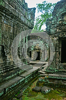 Temple with green tones due to the passage of time. photo