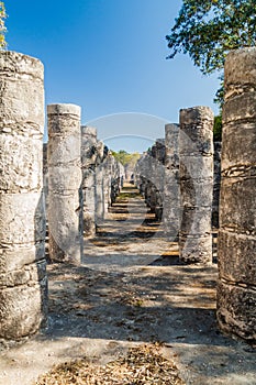 Templo grupo de mil columna en maya arqueológico paginas México 