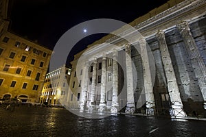 Temple of Hadrian, Piazza di Pietra. Rome, Italy. Night