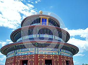 Temple of Heaven under pure blue sky with cloud in Beijing