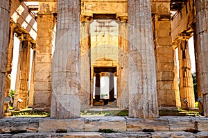 Temple of Hephaestus close-up in sunlight, Athens, Greece