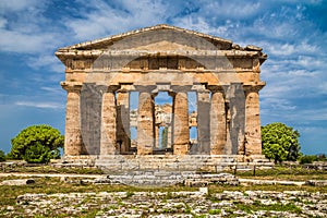 Temple of Hera at famous Paestum Archaeological Site, Campania, Italy