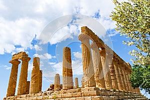 Temple of Hera Lacinia or Juno on highest rocky spur of the Valley of Temples