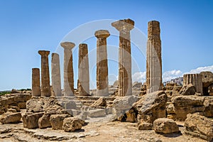 Temple of Heracles Dorian columns in the Valley of Temples - Agrigento, Sicily, Italy