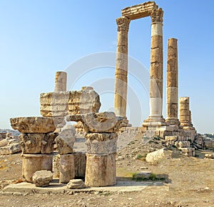 Temple of Hercules on the Citadel Mountain in Amman photo