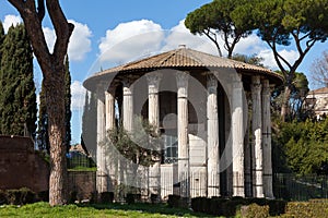 The Temple of Hercules Victor Hercules the Winner Tempio di Ercole Vincitore or Hercules Olivarius. Roman round temple in Piaz