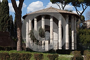 The Temple of Hercules Victor Hercules the Winner Tempio di Ercole Vincitore or Hercules Olivarius. Roman round temple in Piaz