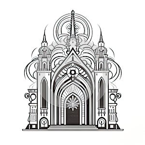 Temple Icon Isolated, Church Silhouette, Futuristic Castle, Architecture Minimal Design, Castle Building