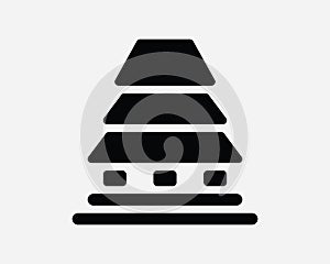 Temple Icon. Traditional Asian Building Japan Japanese Religion Pagoda Buddhist Buddhism. Black White Graphic Clipart Vector EPS