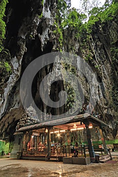 Temple inside the Batu Caves in Kuala Lumpur, Malaysia. Batu Caves are located just north of Kuala Lumpur,and have three main cave