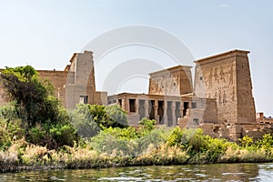 Temple of Isis on Agilkia island moved from Philae island, Aswan, Egypt